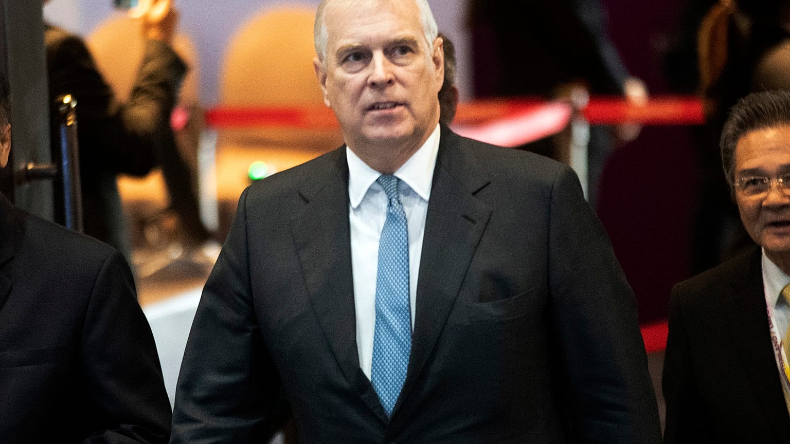 In this Nov. 3, 2019 file photo, Britain's Prince Andrew arrives at ASEAN Business and Investment Summit (ABIS) in Nonthaburi, Thailand.
