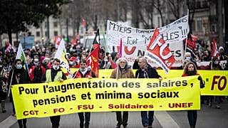 Des manifestants en faveur du pouvoir d'achat à Nantes (France), le 27 janvier 2022