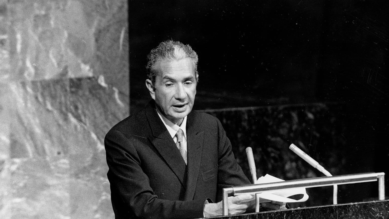 Aldo Moro pictured during the United Nations General Assembly in New York City in October 1973.