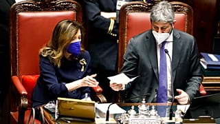 La presidente del Senato Casellati e il presidente della Camera Fico durante lo spoglio