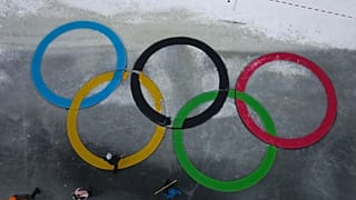 Olympic Rings made out of rotating ice carousels were created, in support of the Finnish Olympic team