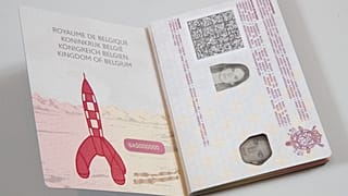 Tintin's moon rocket features on a page of Belgium's newly designed passport.