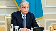 Kazakhstan's President Kassym-Jomart Tokayev speaks during a parliamentary session in Nur-Sultan.
