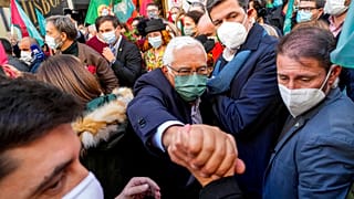 Le Premier ministre sortant du Portugal en campagne, le 28 janvier 2022, Lisbonne, Portugal
