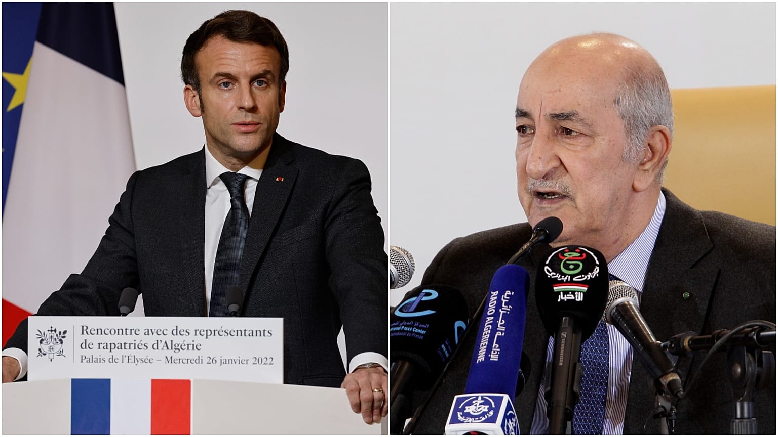 الرئيس الجزائري عبد المجيد تبون ونظيره الفرنسي إيمانويل ماكرون