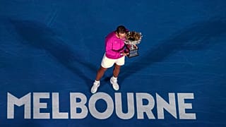 Rafael Nadal of Spain holds the Norman Brookes Challenge Cup after defeating Daniil Medvedev of Russia in the men's singles final at the Australian Open 