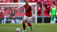 Le footballeur danois Christian Eriksen lors du match de l'Euro contre la Finlande, le 12/06/2021