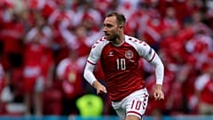 Eriksen durante o último jogo oficial em que participou
