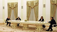 Vlagyimir Putyin és Orbán Viktor tárgyalása a moszkvai Kremlben