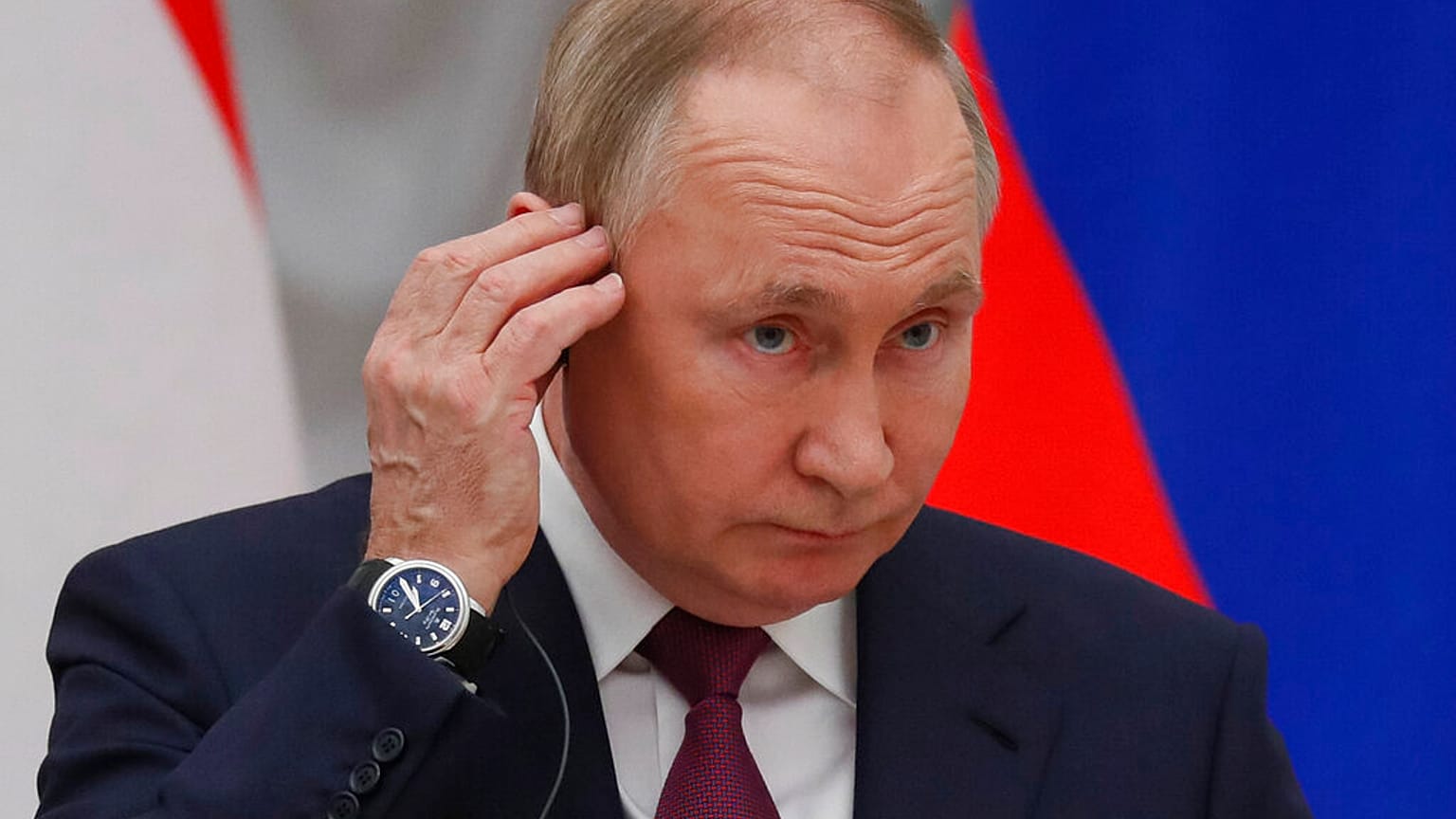 Wladimir Putin bei der Pressekonferenz mit Viktor Orban  in Moskau
