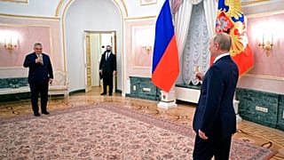 El presidente de Rusia Vladimir Putin recibe al primer ministro húngaro, Viktor Orbán, Moscú, rusia 1/2/2022