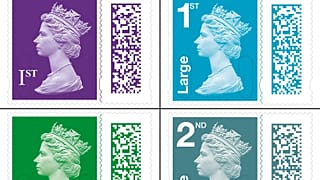 New UK postage stamps that include a QR code, that, to begin with, will allow recipients to view animated videos.