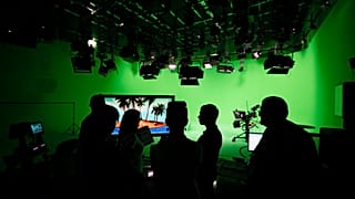 Employees of the "Russia Today" television channel pictured in Moscow.