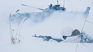 Russian soldiers attend a military training at the Yurginsky training ground in the Kemerovo region, Russia. 