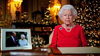In this undated photo issued on Thursday Dec. 23, 2021, Britain's Queen Elizabeth II records her annual Christmas broadcast in Windsor Castle, Windsor, England.