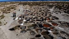 Women in Yemen harvest salt 