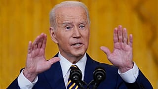 Le président Joe Biden s'exprimant lors d'une conférence de presse à l Maison Blanche à Washington, le mercredi 19 janvier 2022.