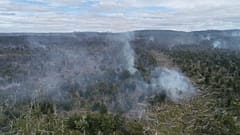 Imágen de los incendios en el parque natural de Karukinka, en el sur de Chile