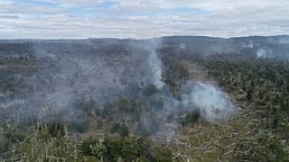 Imágen de los incendios en el parque natural de Karukinka, en el sur de Chile