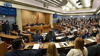 Montenegro lawmakers take part in the parliament session in Podgorica, Montenegro