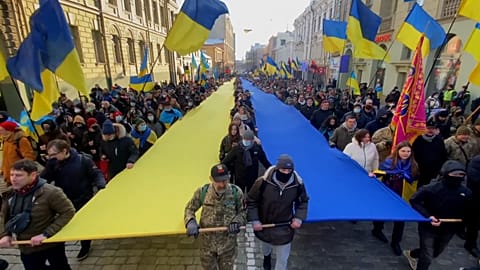 Kharkiv residents march 