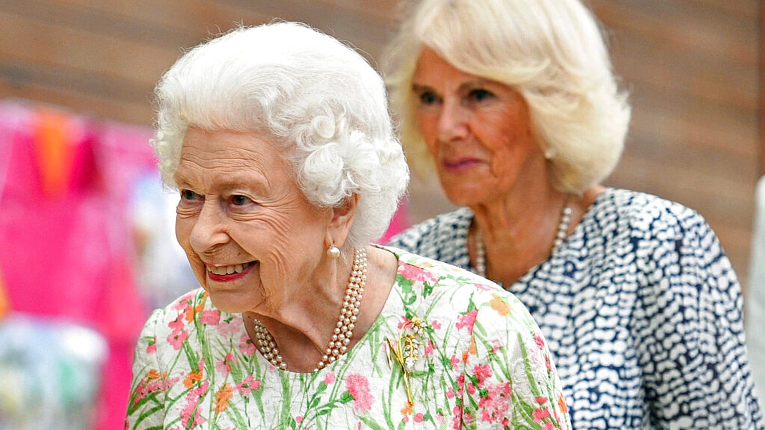 La reine Elizabeth II et Camilla lors du sommet du G7 en Cornouailles, (Angleterre), le vendredi 11 juin 2021. 