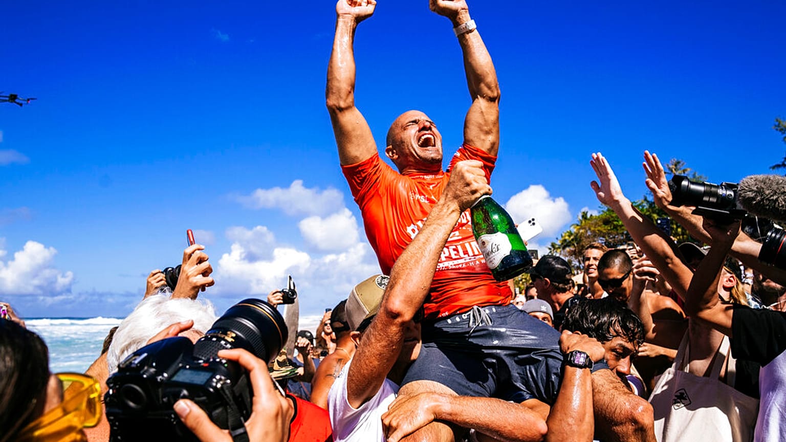 Surfing legend, Kelly Slater, wins pipeline title a week before 50th 