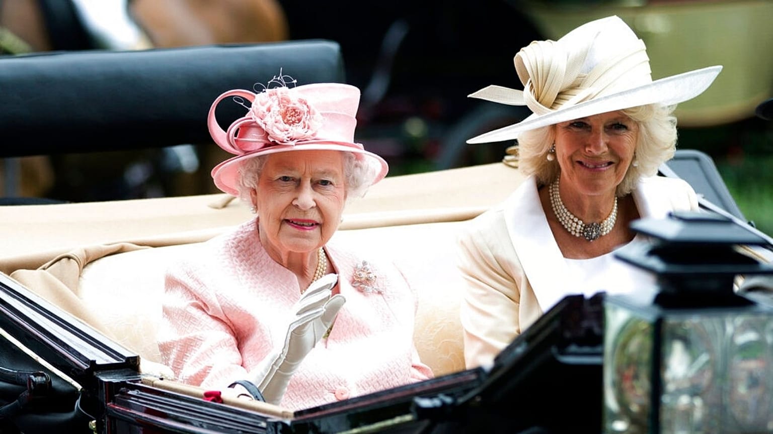 Britain's Queen Elizabeth II with Camilla, Duchess of Cornwall 