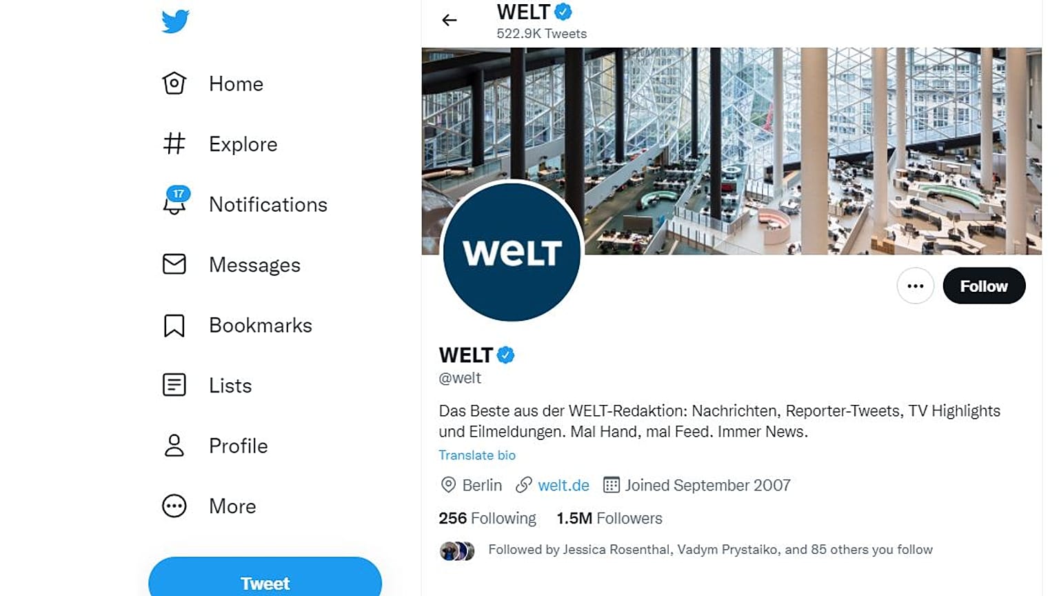 WELT auf Twitter