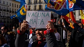 Protest against COVID restrictions and vaccines in Madrid