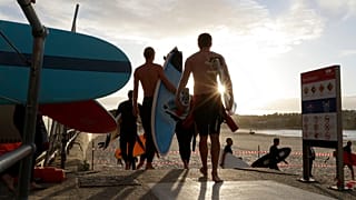 Der Bondi Beach bei Sydney im August 2020