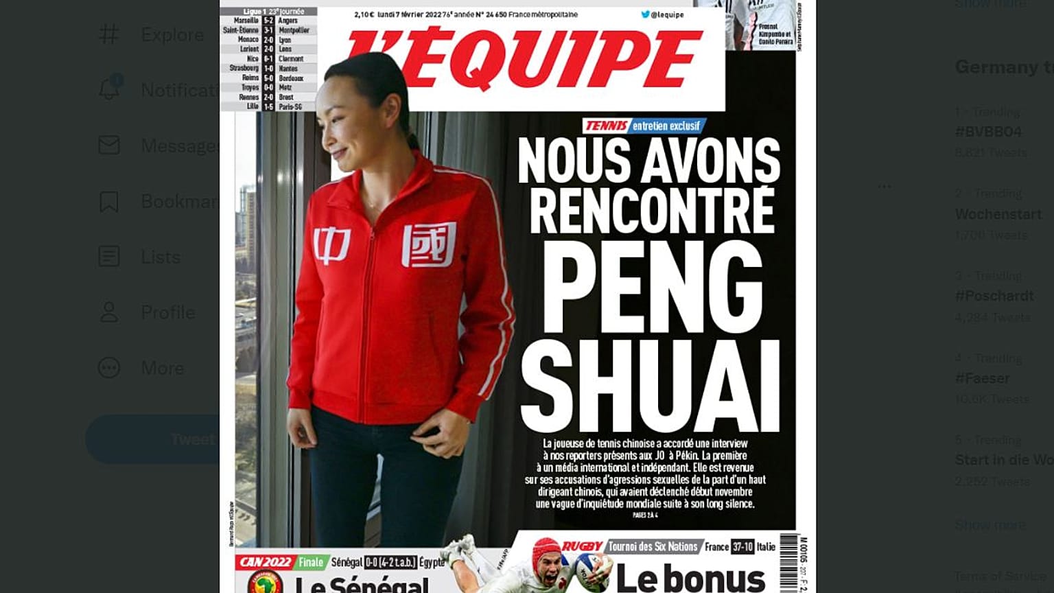La joueuse de tennis Peng Shuai assure qu'elle va bien