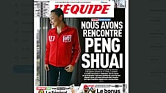 Titelseite der französischen Sportzeitung L'EQUIPE mit Peng Shuai