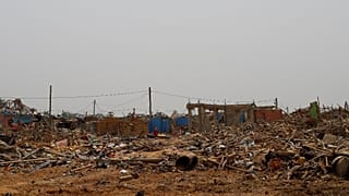 Houses and buildings were destroyed in the explosion in Apiate,