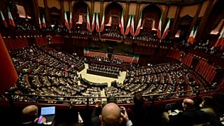 A general view of the parliament during the Italian President Sergio Mattarella's swearing-in ceremony at the Montecitorio Palace in Rome, Italy.