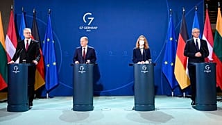 German Chancellor Olaf Scholz during a press conference with the leaders of the three Baltic states