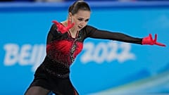 Kamila Valieva of the Russian Olympic Committee competes in the women's team free skate program during the figure skating competition at the 2022 Winter Olympics, Feb. 7, 2022