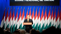  Orbán Viktor miniszterelnök évértékelő beszédet tart a Várkert Bazárban 2022. február 12-én.
