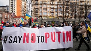 Ukrayna'da Rusya'ya karşı düzenlenen bir proteto