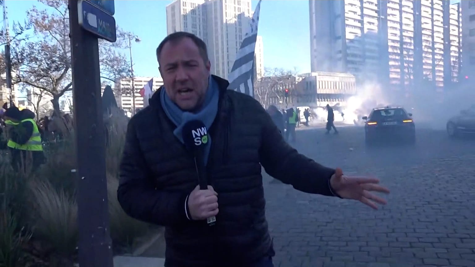 Tear gas at demonstration in Paris