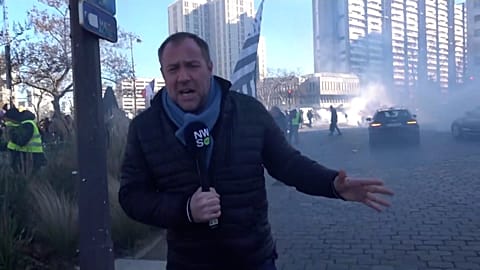 Tear gas at demonstration in Paris