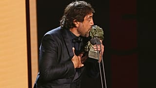 Javier Bardem während seiner Laudatio auf Gattin Penélope Cruz in Valencia