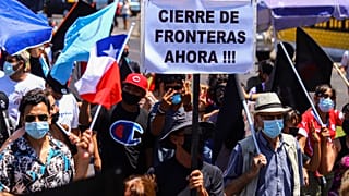 Una marcha contra la migración ilegal, en Iquique, Chile, el 30 de enero de 2022.
