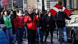 Around 200 protesters reached Place Sainte-Catherine on foot.