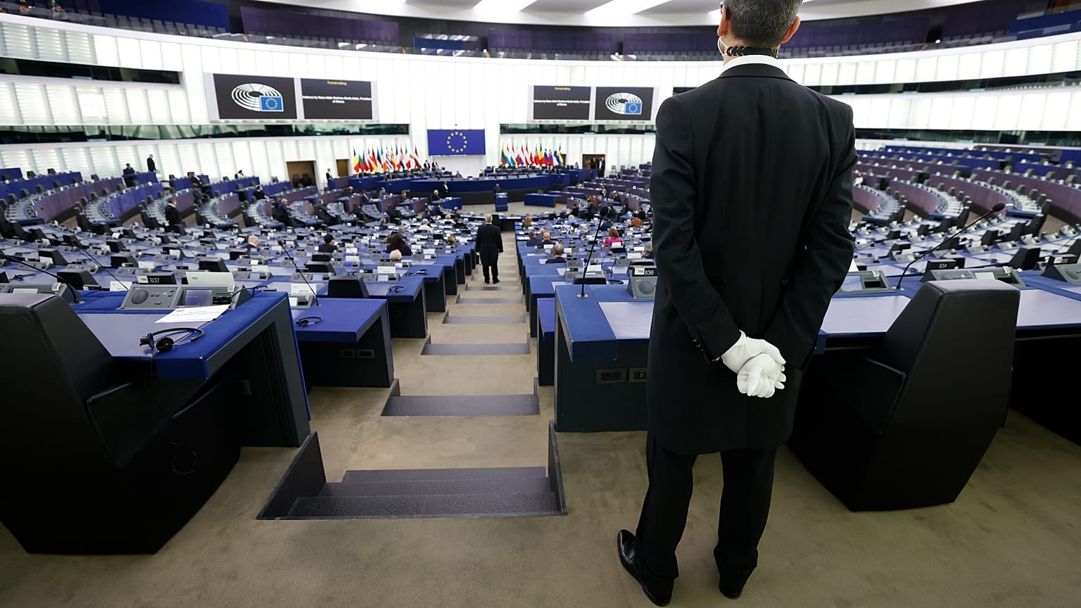 Vue générale du Parlement européen à Strasbourg - archive du 14 décembre 2021