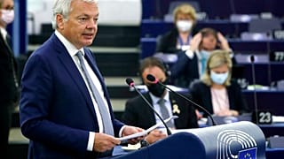 Didier Reynders uniós biztos az Európai Parlamentben, Strasbourgban