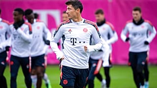 Robert Lewandowski am Dienstag beim Abschlusstraining vor dem Spiel in Salzburg