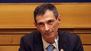 FILE - Survivor of sex abuse Francesco Zanardi meets the media during a press conference in Rome, on Feb. 21, 2019.