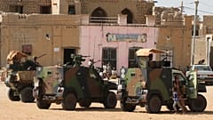 French Barkhane forces patrol the streets of Timbuktu, Mali, Sept. 29, 2021.
