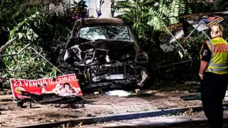 The off-road vehicle veered onto the pavement and crashed into a building plot in the Mitte district of Berlin in September 2019.